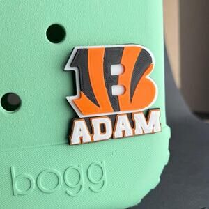 Personalized Bengals Bogg Bag Name Tag, Bengals Bogg Bag Charms